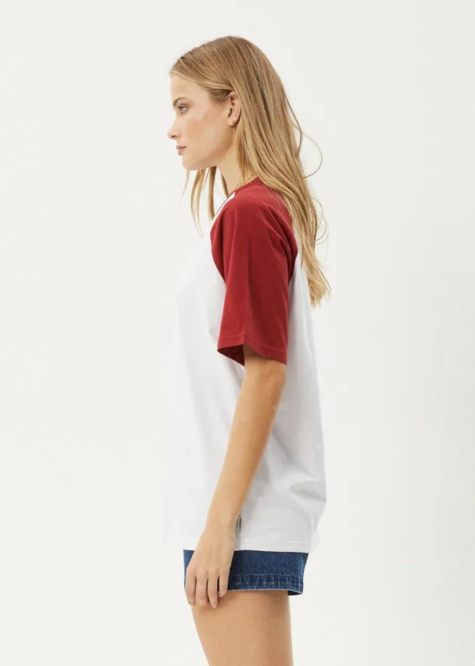Women TShirts Afends AFENDS Womens Ryan 8211 Oversized Raglan Tee 8211 Ketchup