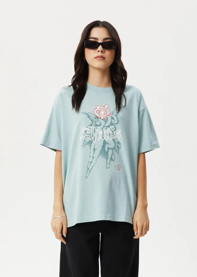 Women TShirts Afends AFENDS Womens Sacred 8211 Oversized Tee 8211 Ether Blue