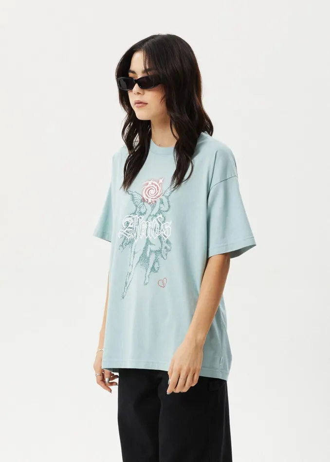 Women TShirts Afends AFENDS Womens Sacred 8211 Oversized Tee 8211 Ether Blue