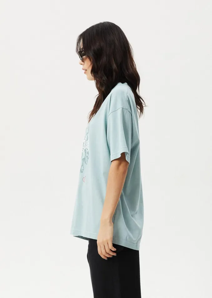 Women TShirts Afends AFENDS Womens Sacred 8211 Oversized Tee 8211 Ether Blue