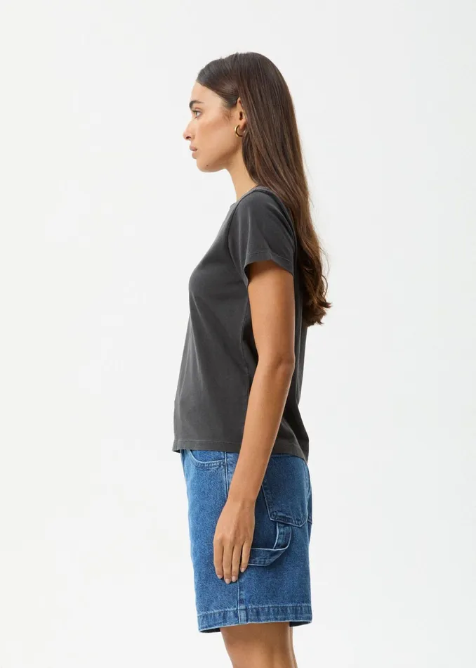 Women TShirts Afends AFENDS Womens Sun Siren 8211 Regular Tee 8211 Stone Black
