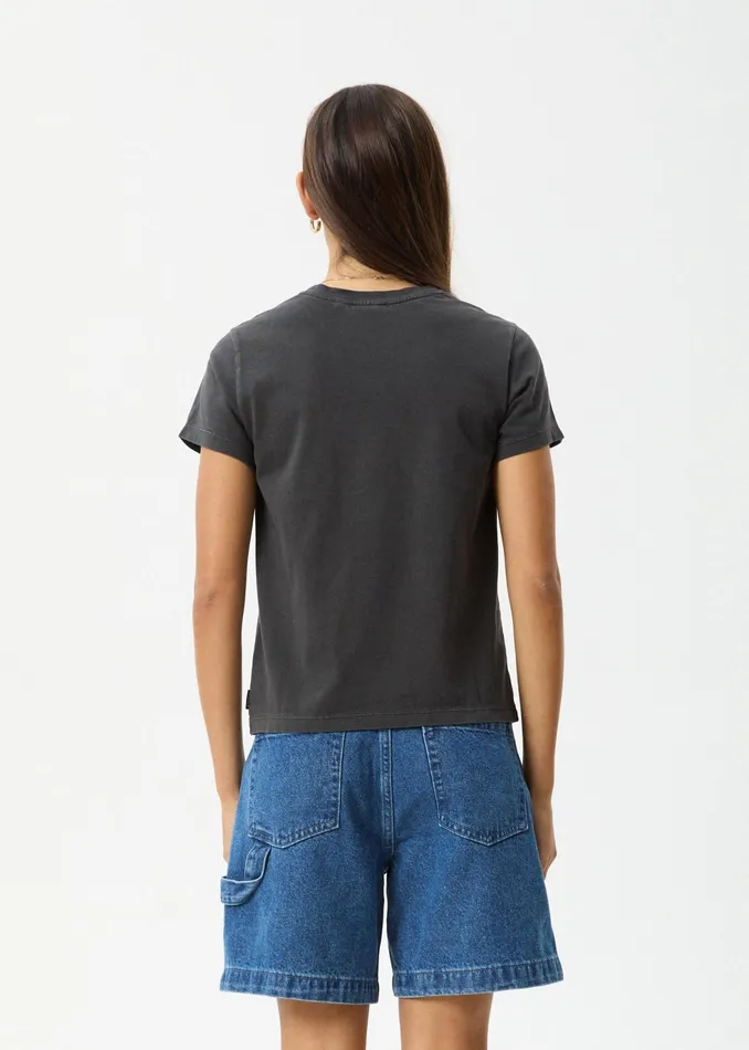 Women TShirts Afends AFENDS Womens Sun Siren 8211 Regular Tee 8211 Stone Black