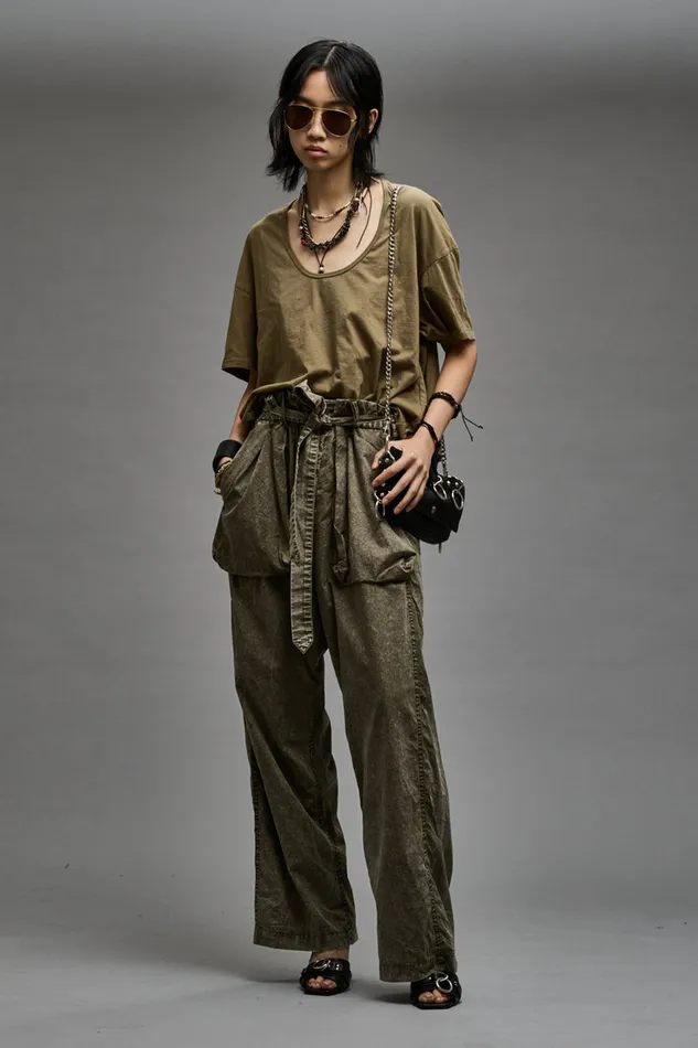 Women TShirts R13 Scoop Neck Relaxed T 8211 Light Olive