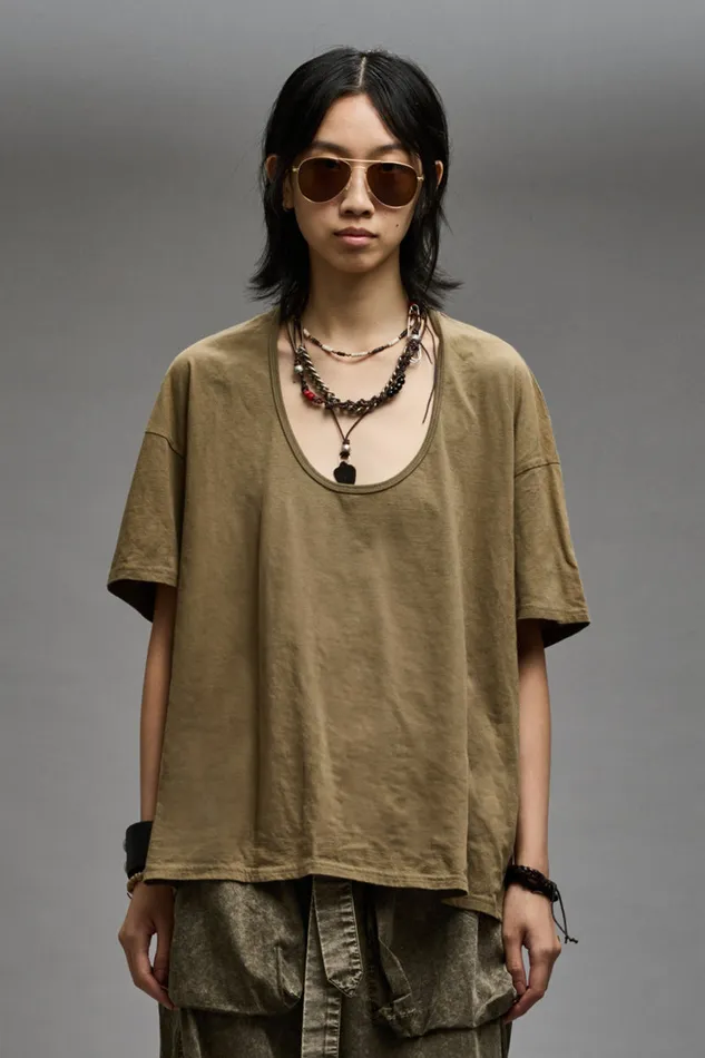Women TShirts R13 Scoop Neck Relaxed T 8211 Light Olive