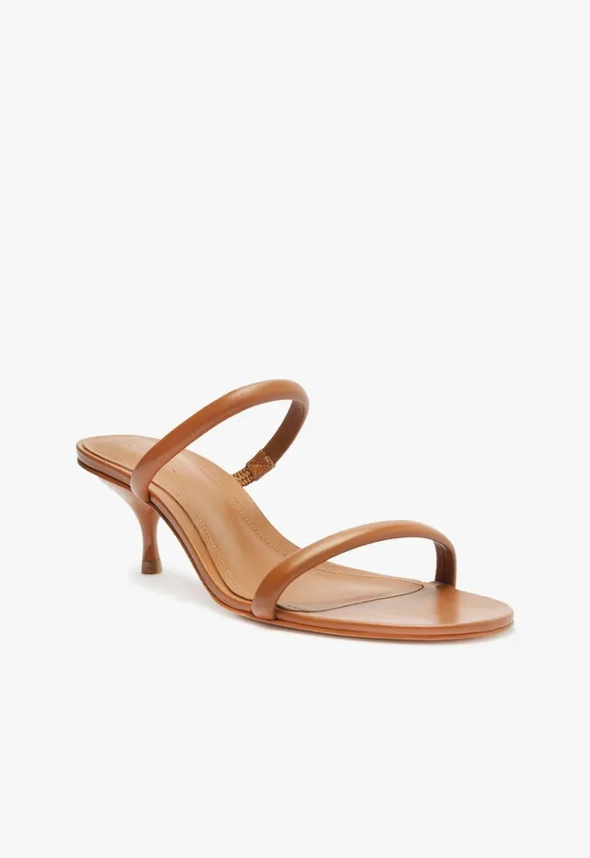 Women Taliah Mid Nappa Leather Sandal Honey Peach Schutz Shoes Mules