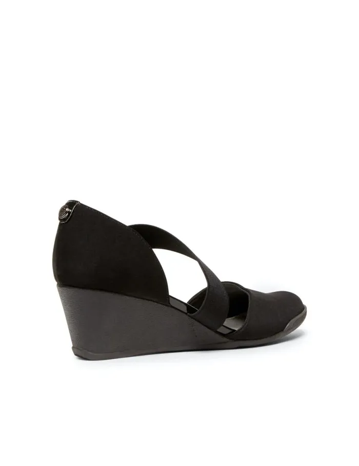 Women Tara Strap D039orsay Wedge Black Multi Fabric Anne Klein Wedges