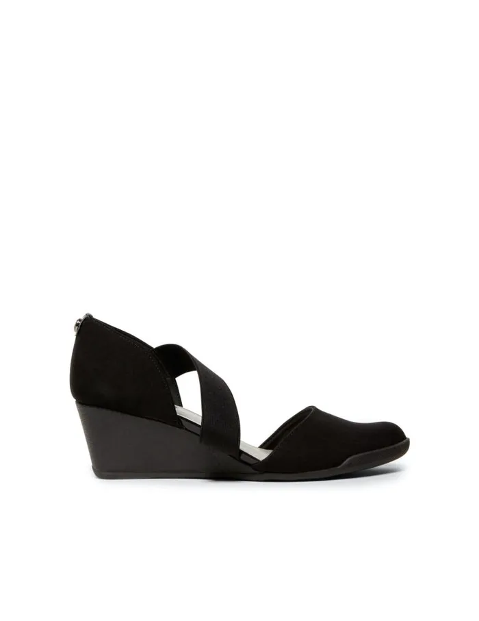 Women Tara Strap D039orsay Wedge Black Multi Fabric Anne Klein Wedges