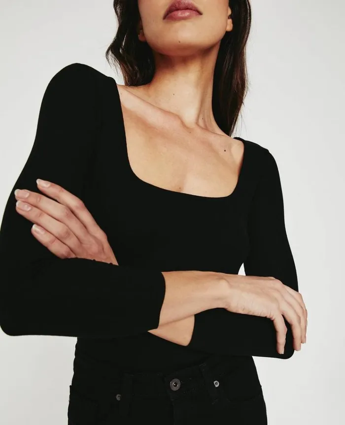 Women Tees and Tanks AG Jeans Brigitte Square Neck Tee True Black