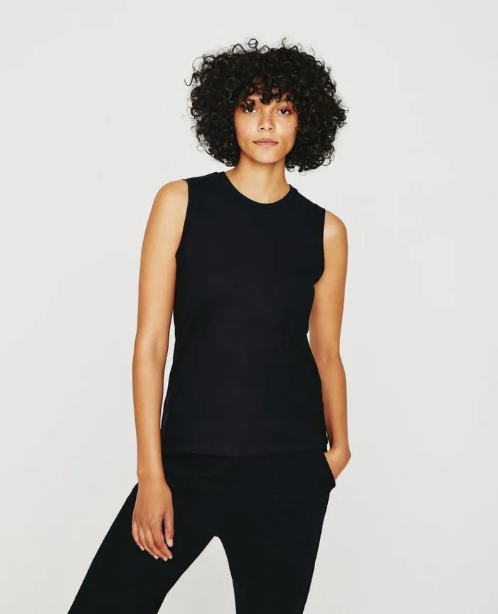 Women Tees and Tanks AG Jeans Jagger Muscle Tank True Black