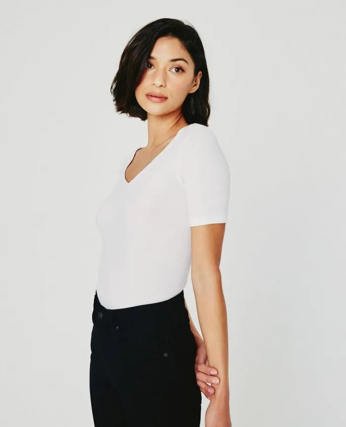 Women Tees and Tanks AG Jeans Marilyn SS VNeck Tee True White Women Tees and Tanks AG Jeans Marilyn SS VNeck Tee True White