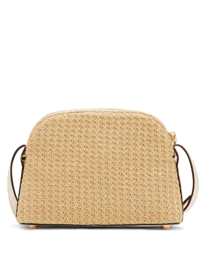 Women Texturized Straw Dome Crossbody With Card Case Naturalsunbaked Anne Klein Crossbody Bags