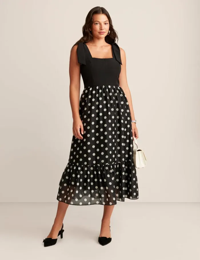 Women Tie Strap Midi Dress Anthraciteamethyst Anne Klein Dresses and Jumpsuits