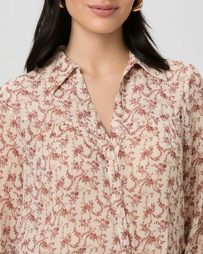 Women Tops and Blouses PAIGE Gardener Blouse 8211 CreamFlagstone Silk Women Tops and Blouses PAIGE Gardener Blouse 8211 CreamFlagstone Silk