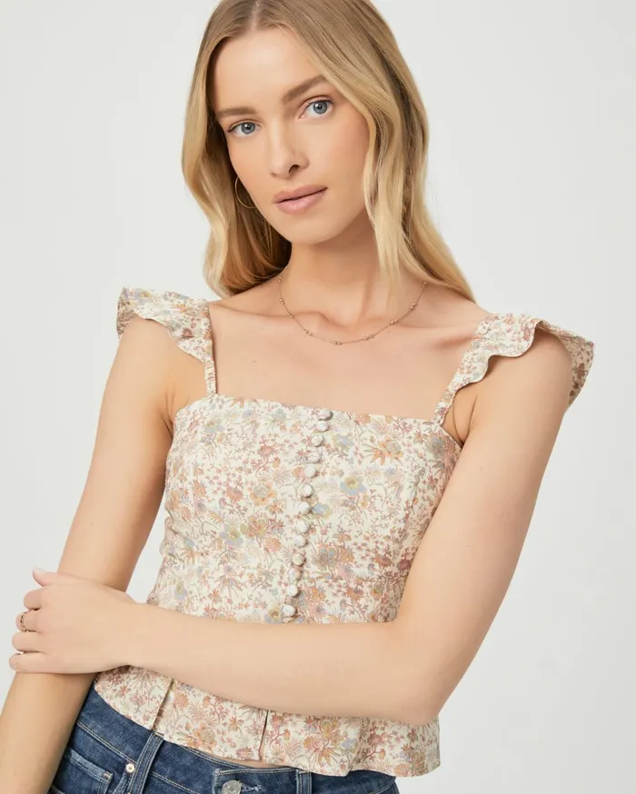 Women Tops and Blouses PAIGE Luce Top 8211 Ivory Multi