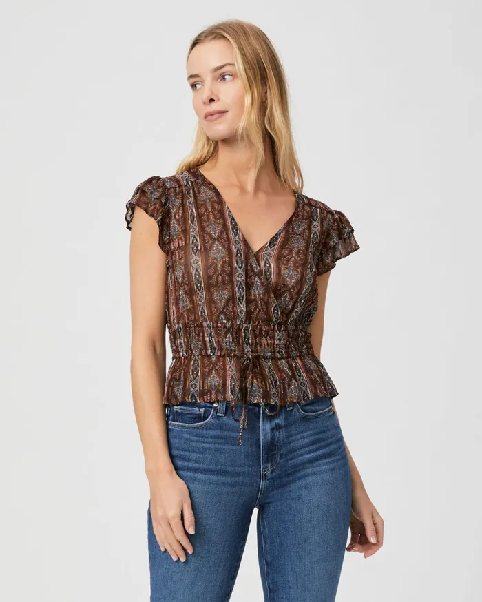 Women Tops and Blouses PAIGE Pancetta Top 8211 Landslide Multi Silk Women Tops and Blouses PAIGE Pancetta Top 8211 Landslide Multi Silk