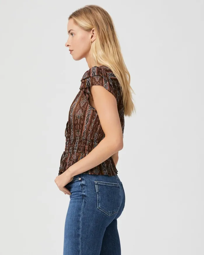 Women Tops and Blouses PAIGE Pancetta Top 8211 Landslide Multi Silk Women Tops and Blouses PAIGE Pancetta Top 8211 Landslide Multi Silk