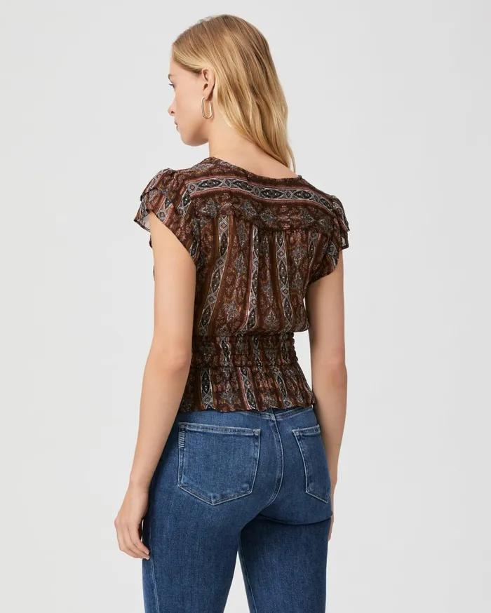 Women Tops and Blouses PAIGE Pancetta Top 8211 Landslide Multi Silk Women Tops and Blouses PAIGE Pancetta Top 8211 Landslide Multi Silk