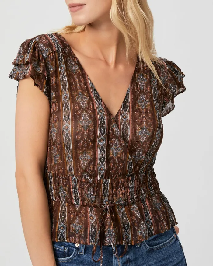 Women Tops and Blouses PAIGE Pancetta Top 8211 Landslide Multi Silk Women Tops and Blouses PAIGE Pancetta Top 8211 Landslide Multi Silk