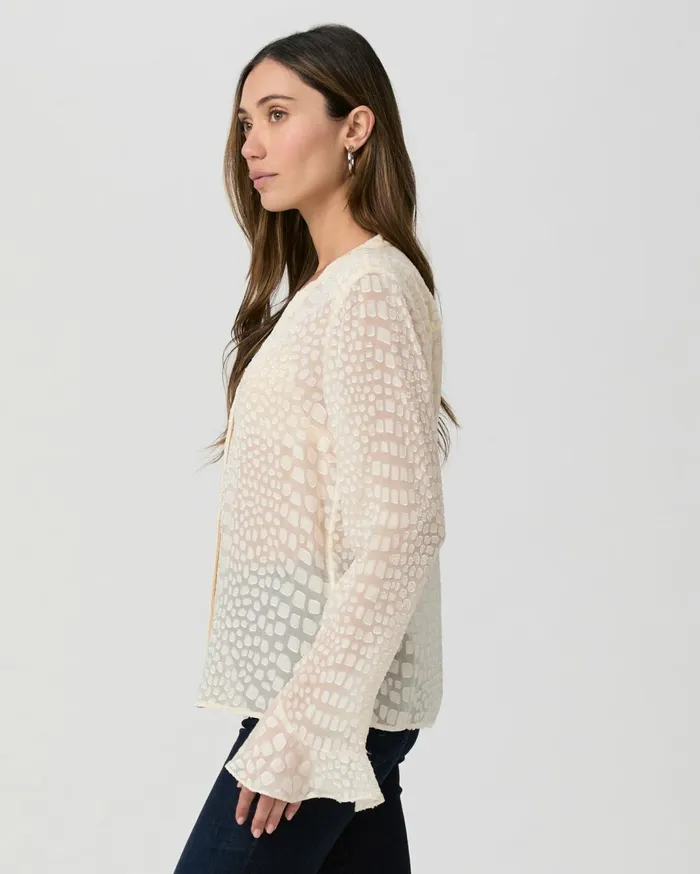 Women Tops and Blouses PAIGE Pepita Blouse 8211 Latte Foam Silk Women Tops and Blouses PAIGE Pepita Blouse 8211 Latte Foam Silk