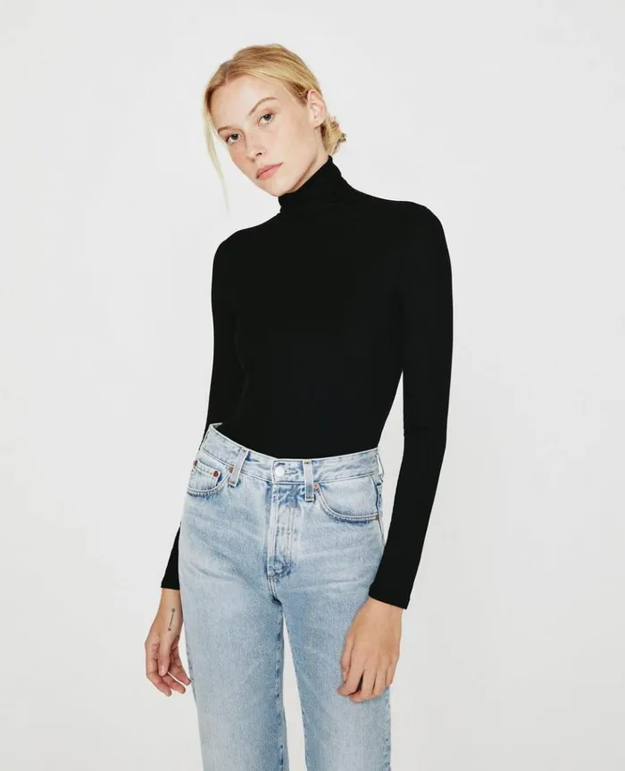 Women Tops and Shirts AG Jeans Chels Turtleneck True Black