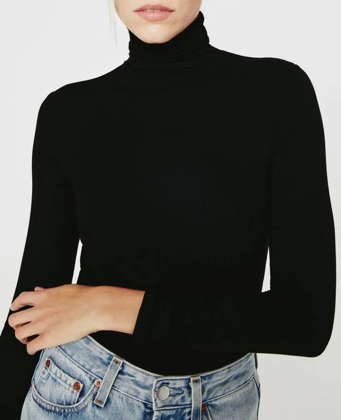 Women Tops and Shirts AG Jeans Chels Turtleneck True Black Women Tops and Shirts AG Jeans Chels Turtleneck True Black