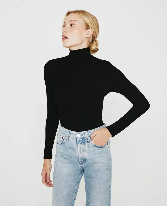 Women Tops and Shirts AG Jeans Chels Turtleneck True Black Women Tops and Shirts AG Jeans Chels Turtleneck True Black