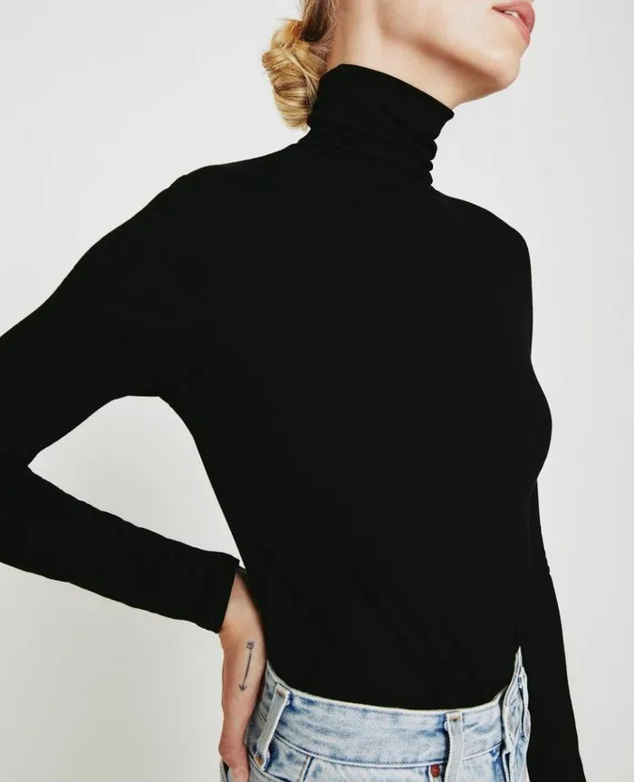 Women Tops and Shirts AG Jeans Chels Turtleneck True Black Women Tops and Shirts AG Jeans Chels Turtleneck True Black