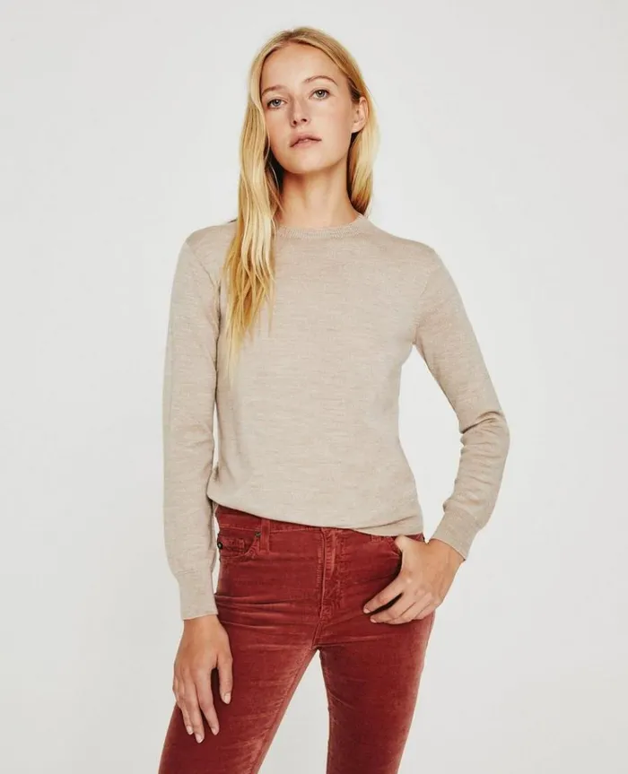 Women Tops and Shirts AG Jeans Zuri Crew Oatmilk