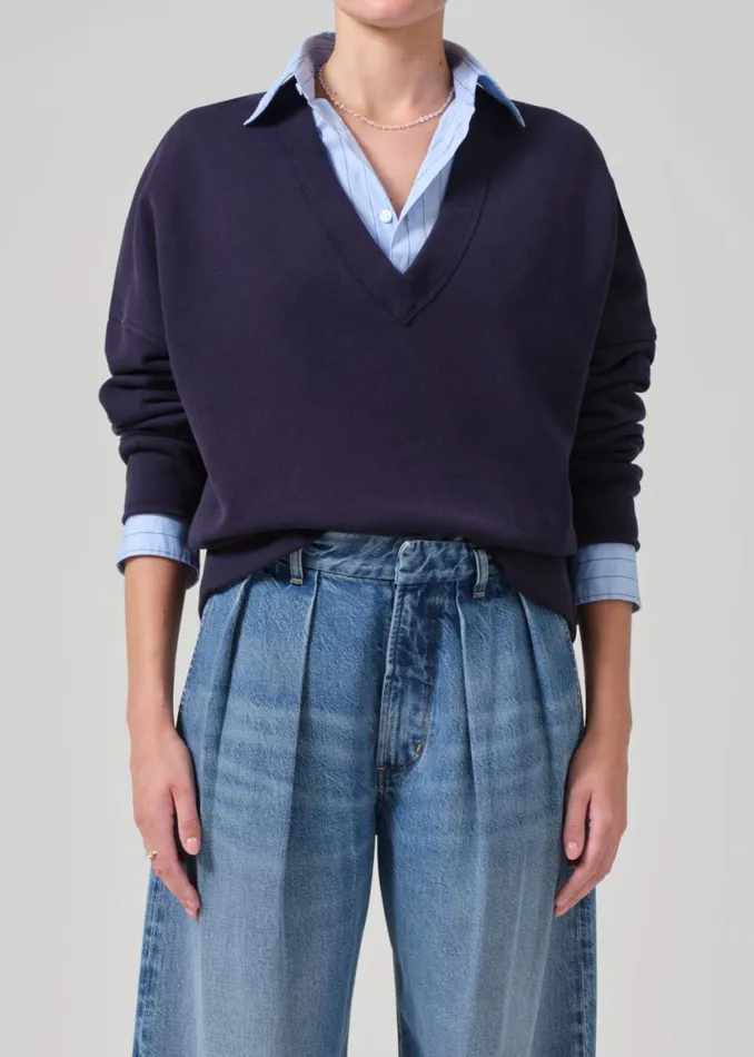 Women Tops Citizens Of Humanity Ronan V Neck Navy
