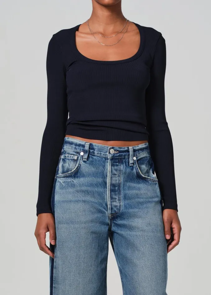 Women Tops Citizens Of Humanity Rumi Scoop Neck Navy