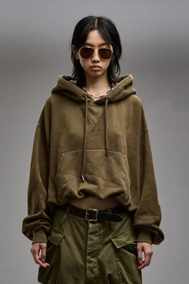 Women Tops R13 Balloon Popover Hoodie 8211 Dark Olive