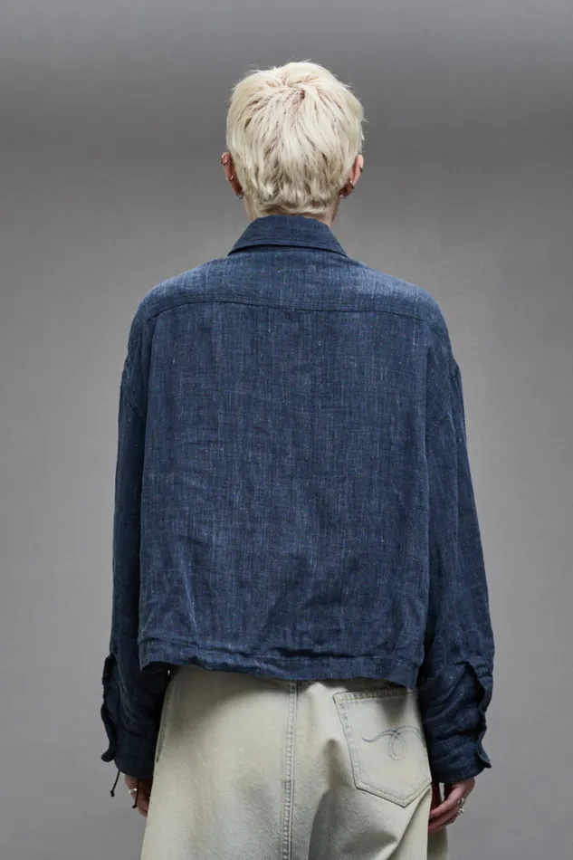 Women Tops R13 Cropped Bellow Pocket Shirt 8211 Indigo Blue