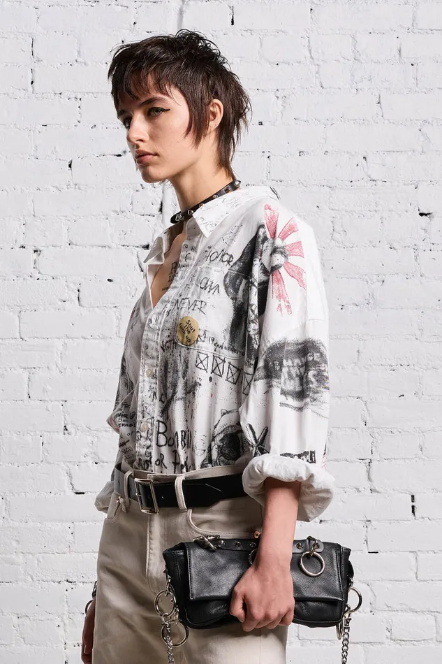 Women Tops R13 Drop Neck Shirt 8211 Sketchbook