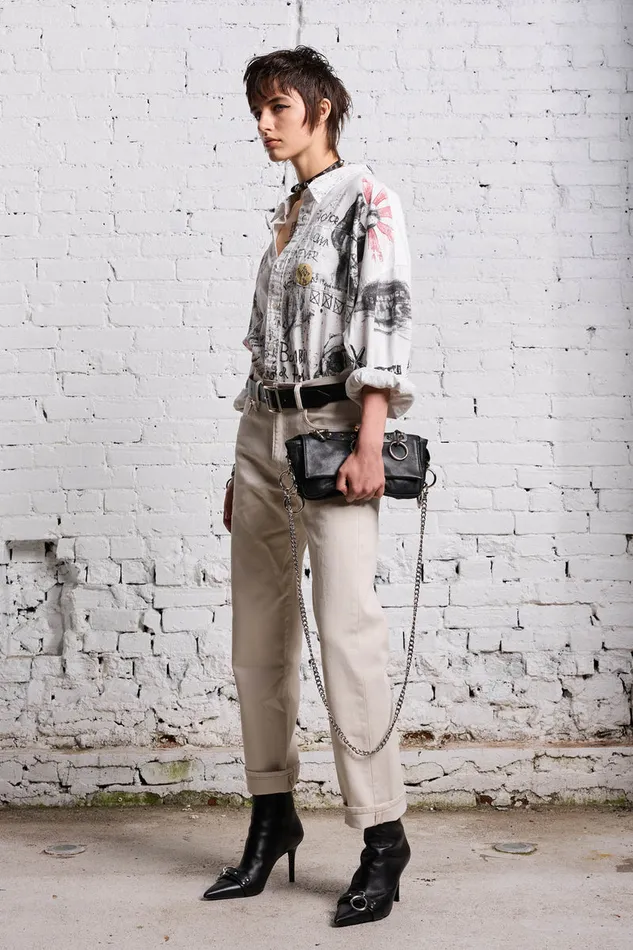 Women Tops R13 Drop Neck Shirt 8211 Sketchbook