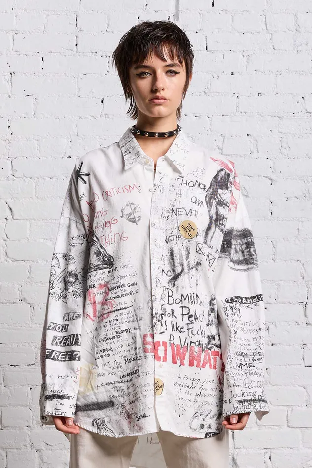 Women Tops R13 Drop Neck Shirt 8211 Sketchbook