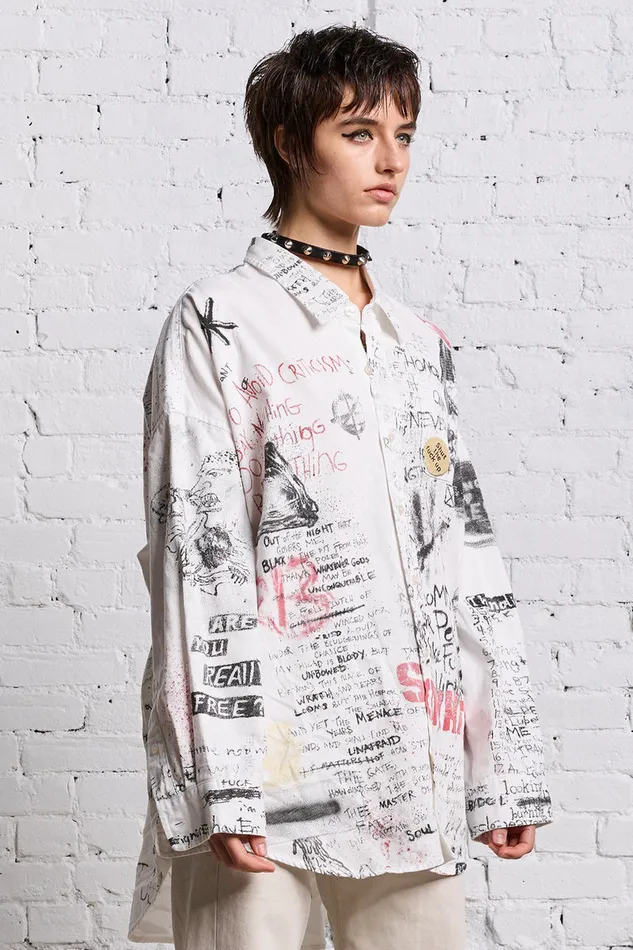 Women Tops R13 Drop Neck Shirt 8211 Sketchbook