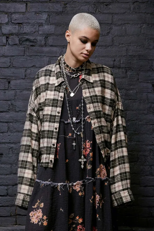 Women Tops R13 Gathered Hem Workshirt 8211 BeigeBlack Plaid