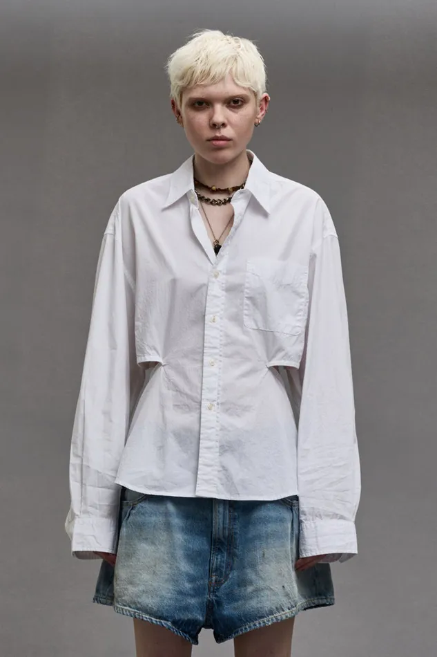 Women Tops R13 Open Back Shirt 8211 White