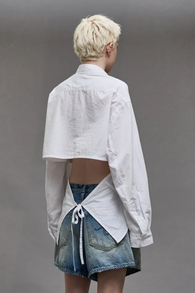 Women Tops R13 Open Back Shirt 8211 White