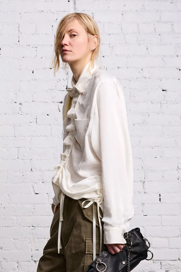 Women Tops R13 Shirred Boyfriend Shirt 8211 White