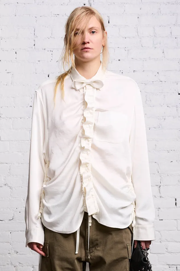 Women Tops R13 Shirred Boyfriend Shirt 8211 White