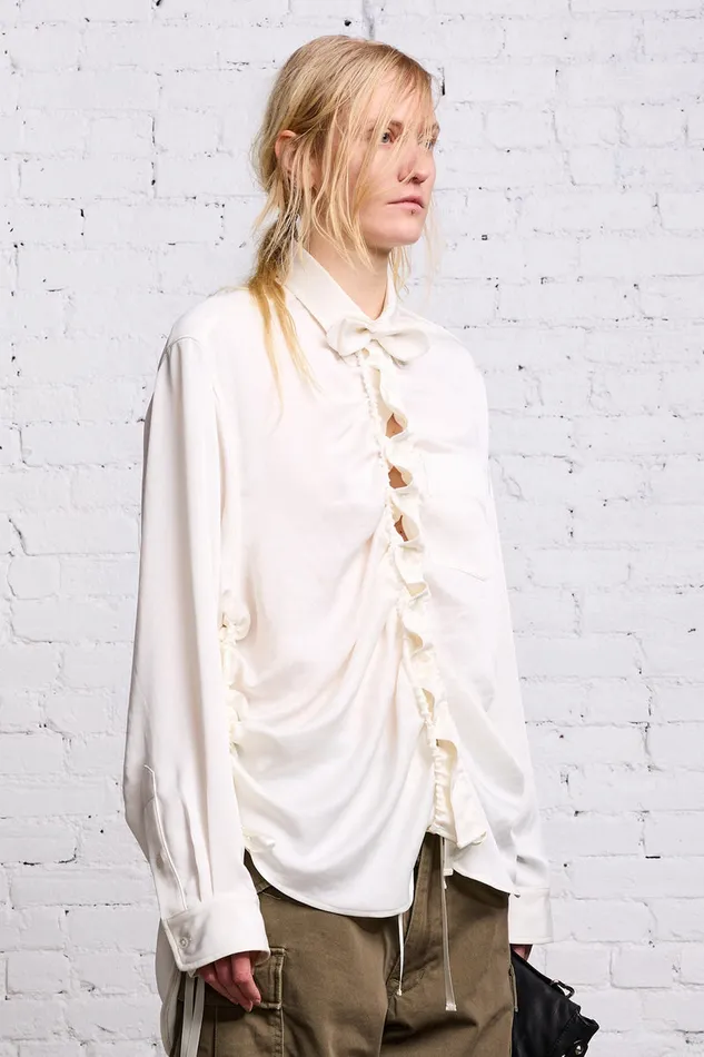 Women Tops R13 Shirred Boyfriend Shirt 8211 White