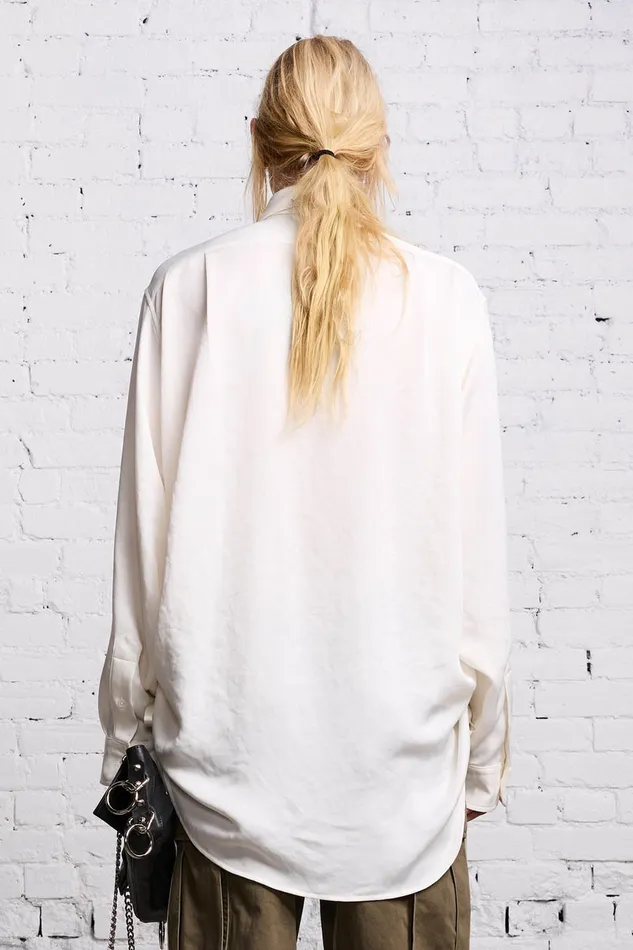 Women Tops R13 Shirred Boyfriend Shirt 8211 White