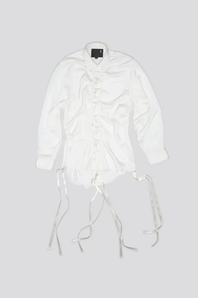Women Tops R13 Shirred Boyfriend Shirt 8211 White