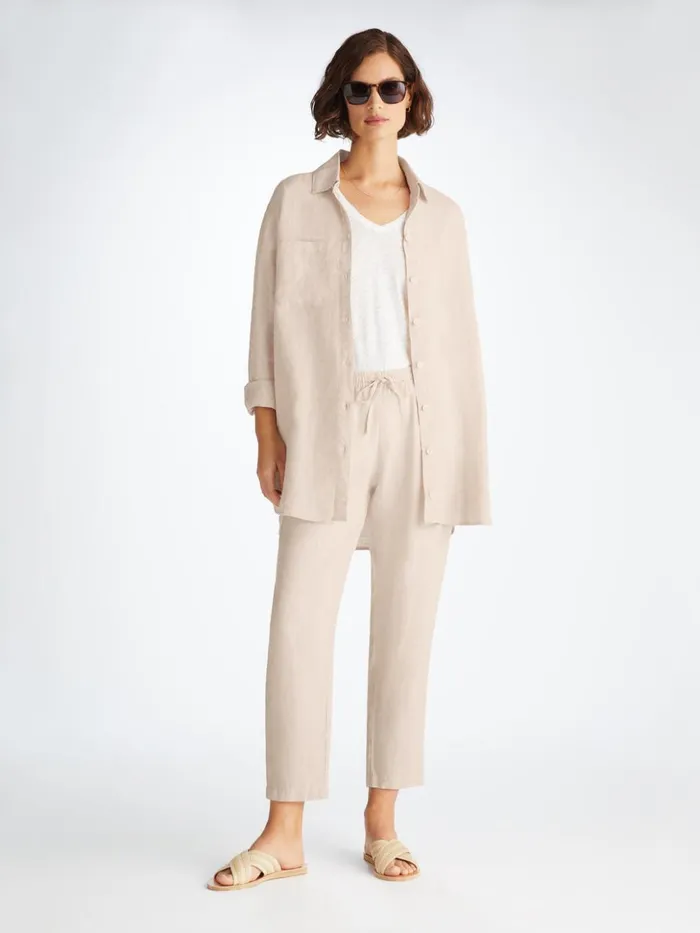 Women Trousers Vienna Linen Sand Derek Rose Casual Pants