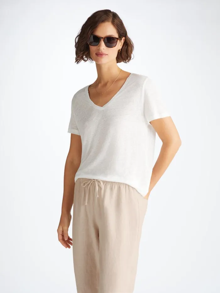Women Trousers Vienna Linen Sand Derek Rose Casual Pants
