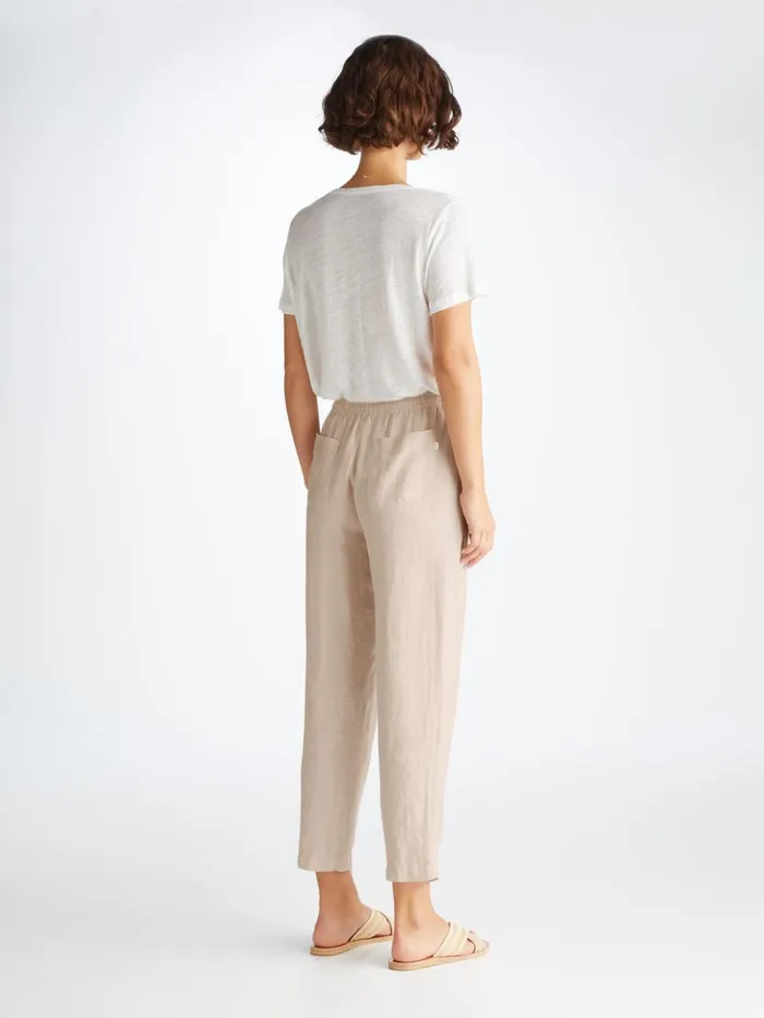 Women Trousers Vienna Linen Sand Derek Rose Casual Pants