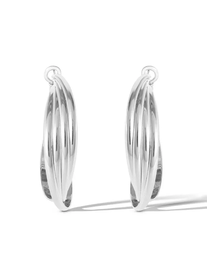 Women Twisted Layered Hoop Earrings In Silver Jessica Simpson Earrings