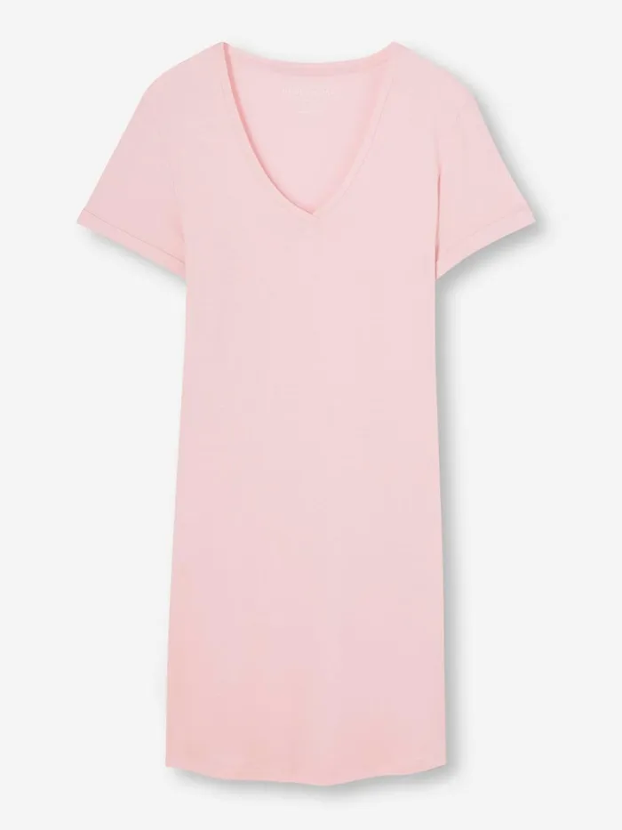 Women VNeck Sleep TShirt Lara Micro Modal Stretch Ballet Pink Derek Rose Sleep TShirts