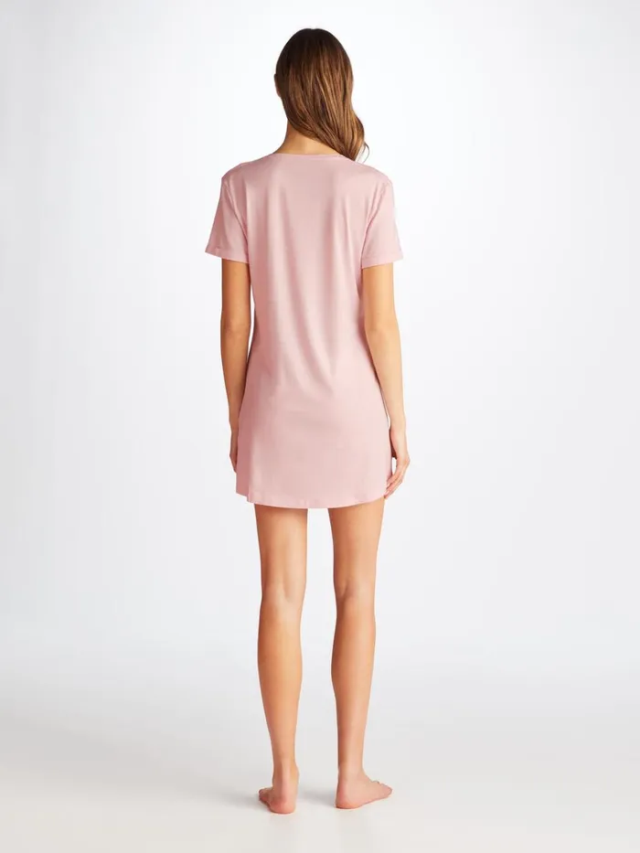 Women VNeck Sleep TShirt Lara Micro Modal Stretch Ballet Pink Derek Rose Sleep TShirts